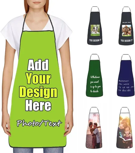 Miniatura 18 de Delantal Personalizado, Diseña Tu Propio Delantal de Cocina para Cocinar, Sube Tus Fotos Favoritas Logo, Añade Cualquier Nombre o Texto