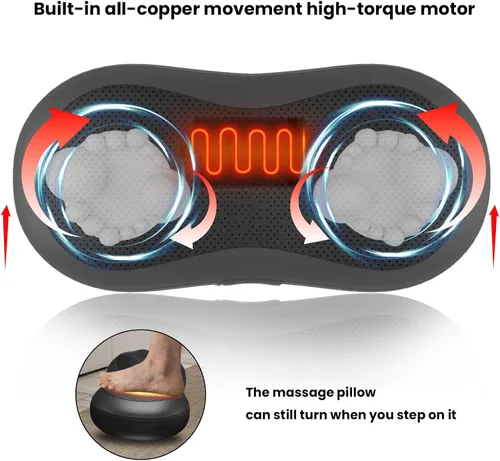 Miniatura 3 de Almohada de masaje ajustable para cuello y hombros con correa mágica, motor de cobre de alta potencia, control manual y masajeador de espalda