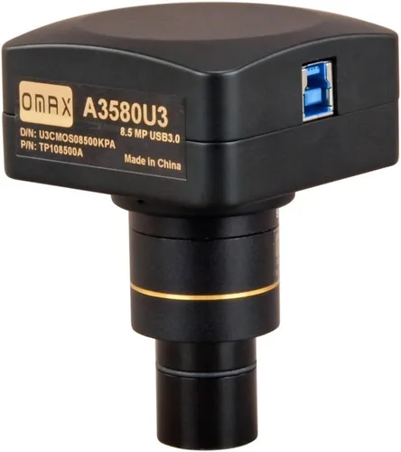OMAX Cámara digital USB3.0 de 8MP para microscopio con diapositiva de calibración de 0.000 in (Windows/Mac/Linux)