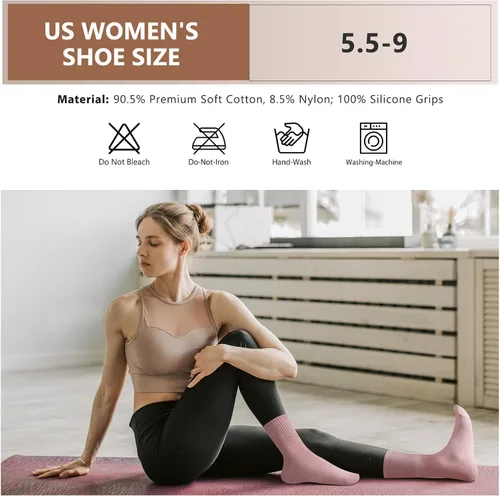 Miniatura 6 de 3 pares de calcetines de agarre para pilates, calcetines de yoga antideslizantes para mujeres, pilates, barra pura, entrenamiento descalzo