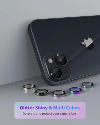 Miniatura 5 de Protector de lente de cámara de diseño para iPhone 14 Plus/iPhone 14 – Bandeja automática de aleación de aluminio más 9H protector de pantalla
