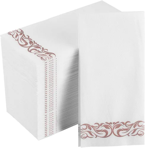 FOCUSLINE 200 toallas de baño desechables con tacto de lino, toallas de mano de papel suaves y absorbentes para invitados, toallas de mano de papel