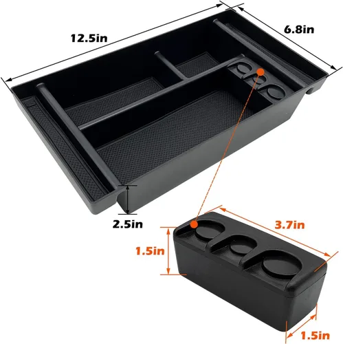 Miniatura 4 de Bandeja organizadora de consola central se adapta a accesorios para GMC Sierra/Chevy Silverado 1500 2019-2022, Silverado/Sierra 2500 HD/3500 HD Negro