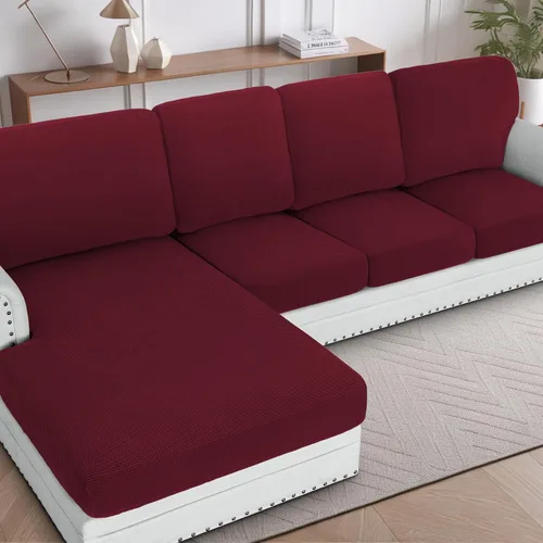 Miniatura 41 de H.VERSAILTEX Fundas para sofá seccional, 4 piezas, fundas de cojín de asiento de sofá en forma de L, fundas de cojín separadas para chaise longue