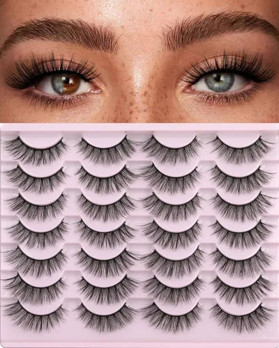 Miniatura 11 de Pestañas Postizas de Aspecto Natural Pestañas de Visón Sintético Wispy Pestañas de Ojo de Zorro que Parecen Extensiones Pestañas de Visón 3D