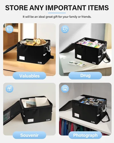Miniatura 7 de Caja de documentos ignífuga, organizador de archivos para carpetas de archivos colgantes, cajas de archivos con cerradura, caja fuerte a prueba