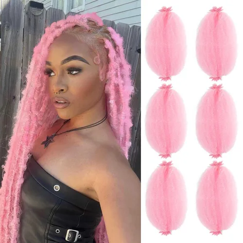Miniatura 57 de Cabello afro trenzado elástico color marrón claro de 16 pulgadas, paquete de 3 T27, cabello afro preesponjado y trenzado elástico, cabello afro