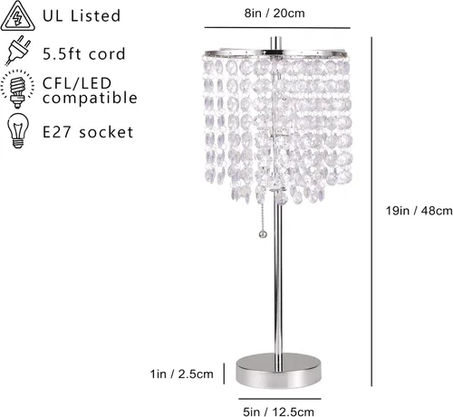 Miniatura 3 de 27.5" 733WH+Nueva Luz Nocturna Inspirada Cristal Lámpara de Mesa/Lámpara de Pie Colección