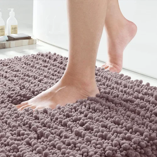 Miniatura 55 de Yimobra Alfombras de Baño Antideslizantes Lavables - Alfombra de Baño de Chenilla Ultra Suave Absorbente, Alfombra Peluda de Secado Rápido para Negro