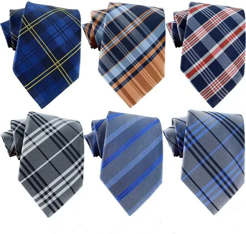 Miniatura 26 de WeiShang Lote de 6 corbatas clásicas de seda para hombre, corbatas tejidas jacquard