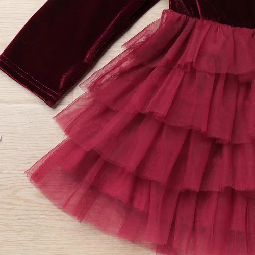 Miniatura 173 de IDOPIP Vestido tutú de terciopelo para niñas pequeñas, vestido de manga larga para princesa, Navidad, cumpleaños, fiesta, boda, vestidos de otoño e
