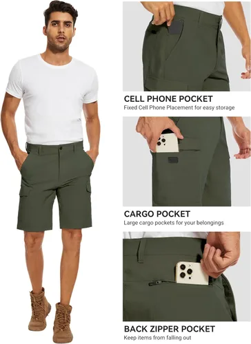 Miniatura 5 de PULI Pantalones cortos de golf para hombre, elásticos, casuales, ligeros, de secado rápido, con bolsillos