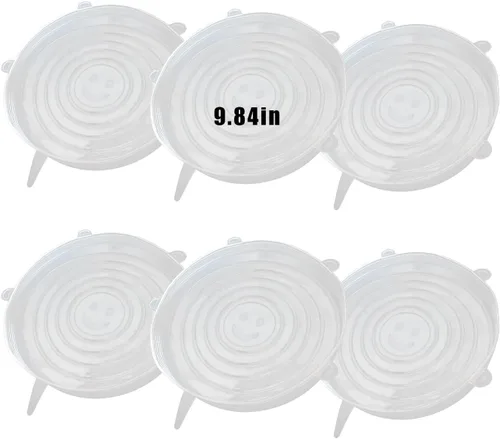 Miniatura 8 de 6 tapas elásticas de silicona, reutilizables y duraderas, fundas para contenedores de silicona para almacenamiento de alimentos, fundas expandibles