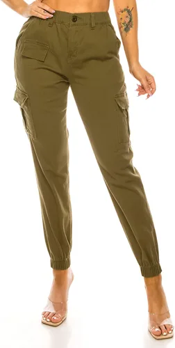 Pantalones deportivos de cintura alta para mujer, pantalones deportivos casuales con cintura elástica tipo cargo con 6 bolsillos