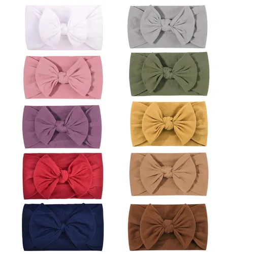 Miniatura 14 de jollybows 12 diademas de nailon para bebés con lazo elástico para niñas, recién nacidos, niños pequeños, accesorios para el cabello, juego de 6- Luz
