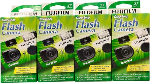 Fujifilm QuickSnap Flash 400 - Cámara de 1.378 in de uso único, 27 exposiciones, paquete de 4
