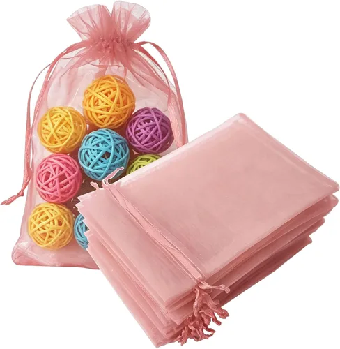 Miniatura 13 de Juego de 50 bolsas de organza de regalo con cordón azul aguamarina de 4 x 6 pulgadas para baby shower, Navidad, boda, recuerdos de fiesta, despedida