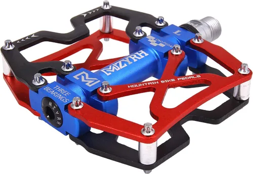Miniatura 3 de Mzyrh - Pedales de bicicleta de montaña, ultra fuertes, coloridos, mecanizados CNC, de 9/16 pulgadas, ciclismo sellado con 3 rodamientos Rodamientos