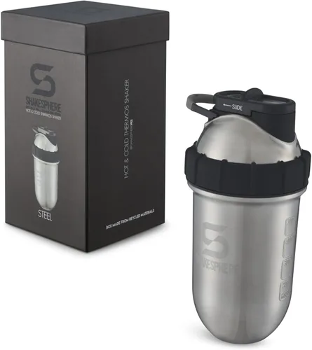 Miniatura 9 de SHAKESPHERE Botella agitadora de acero inoxidable – Botella mezcladora de proteínas aislada de 24 onzas para bebidas calientes y frías, ideal