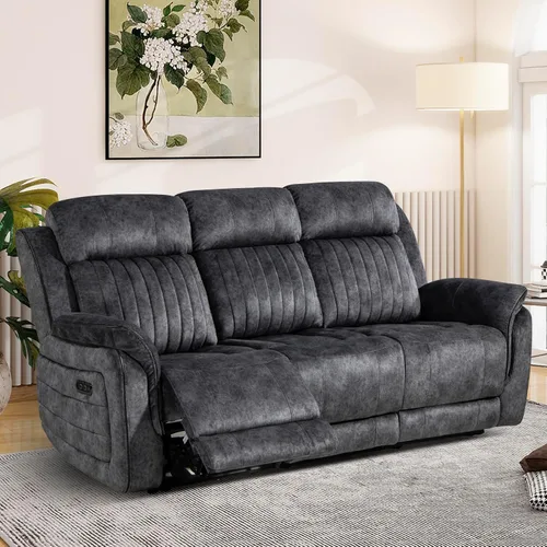 Miniatura 13 de Sofá reclinable eléctrico con gravedad cero, sillón reclinable eléctrico con reposacabezas ajustable, carga inalámbrica, puertos USB/C, sofá Azul