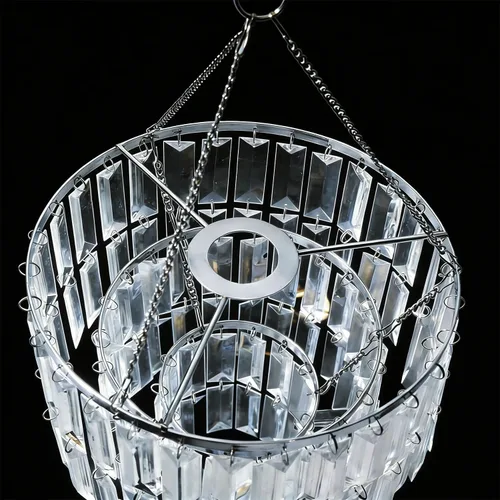 Miniatura 5 de Lámpara de Araña Moderna con Pantalla y Cable de Luz con Enchufe - Accesorio de Iluminación de Lámpara de Araña Cromada - Pantalla de Techo Colgante