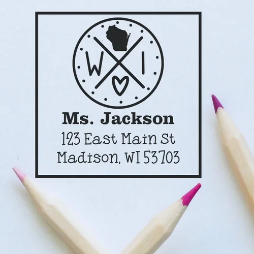 Miniatura 79 de Sello entintado moderno con nombre y dirección del estado de Alabama – Sello de dirección de devolución personalizado para invitaciones de despedida