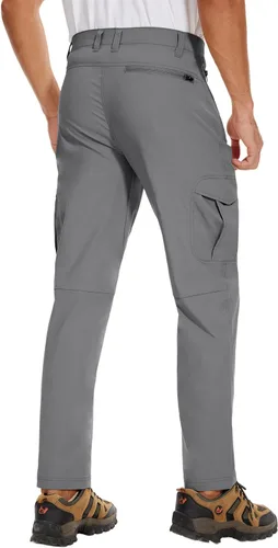 Miniatura 4 de PULI Pantalones de senderismo elásticos para hombre con 5 bolsillos, impermeables, ajustados, para golf, casual, viajes, trabajo, para hombre