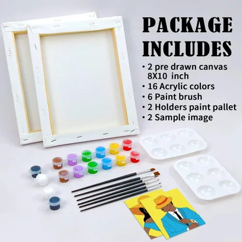 Miniatura 5 de VOCHIC Kits de Fiesta de Pintura para Parejas Lienzo Predibujado para Adultos Pintura y Bebida Juegos de Noche de Cita para Parejas Conjunto