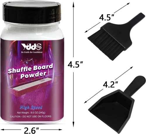 Miniatura 6 de Arena de Shuffleboard - Cera de shuffleboard con mini recogedor y mini cepillo para mesa de shuffleboard, 2 latas 2 latas de velocidad media