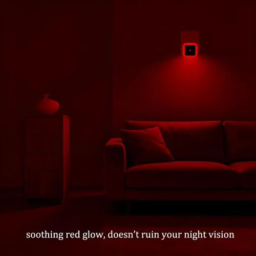 Miniatura 2 de Paquete de 4 luces LED rojas de 0.5 W para dormir (tenue/no demasiado brillante), luz nocturna de pared enchufable con sensor de luz automático