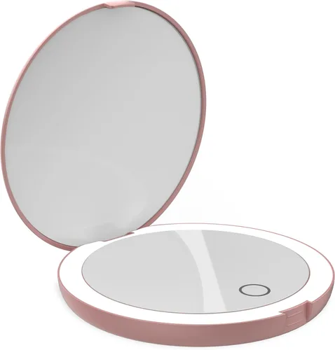 Miniatura 12 de LUNA London Compact Travel Mirror Travel Makeup Mirror with Light LED Lighted Vanity Mirror with 3 Light Modes 7X Magnification Folding Chalk