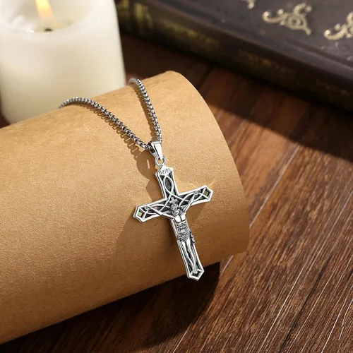 Miniatura 64 de Vito Collar de plata de ley 925 para mujeres y hombres, San Benito, crucifijo, Caravaca, San Cristóbal, San Judas, medalla patronal, amuleto
