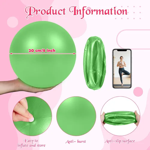 Miniatura 2 de Sotiff 20 pelotas pequeñas de ejercicio de pilates de 9 pulgadas, mini pelotas de barra de yoga para estabilidad, fitness, terapia física