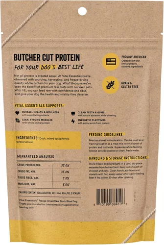 Miniatura 2 de Vital Essentials Golosinas liofilizadas para perros Bocados de pato, proteína única Calidad premium Golosinas de entrenamiento sin granos