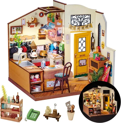 Miniatura 10 de Rolife Kit de Casa en Miniatura DIY Tienda de Flores, Kit de Casa Pequeña para Adultos para Construir, Kit de Fabricación de Mini Casa con Muebles