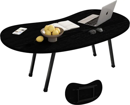 Miniatura 10 de Mesa auxiliar plegable, mesa de centro moderna de mediados de siglo irregular, mesa plegable de riñón, mesas de centro pequeñas de granja, mesa Nogal
