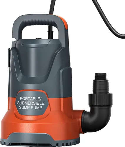 Bomba de sumidero 1HP Bomba de agua sumergible 3700GPH Bomba de agua eléctrica portátil de transferencia para piscina de drenaje sótano, naranja