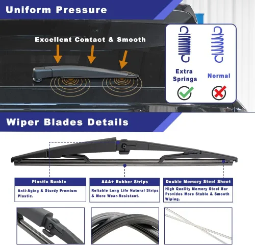 Miniatura 4 de Conjunto de limpiaparabrisas trasero compatible con Jeep Commander 2006-2010, repuesto 5174877AA, 05174877AA, 55156514AB, 05174876AA