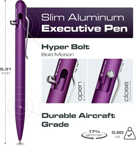 Miniatura 2 de BASTION® Bolígrafo de acción de perno delgado de lujo, bolígrafo EDC de aluminio ligero con punta fina, bolígrafo profesional para la escuela