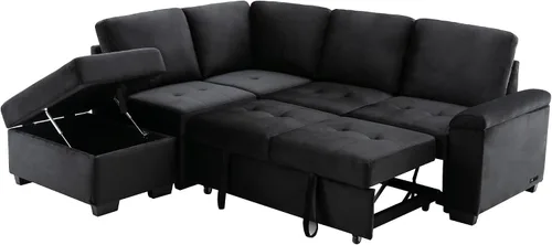 Miniatura 3 de LUMISOL Sofá cama modular reversible de 87 pulgadas de ancho, juego de muebles de sala de estar, sofá esquinero de 4 plazas con cama extraíble