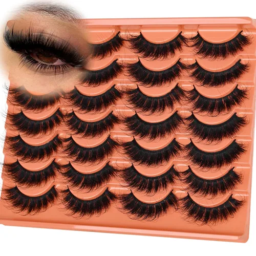 Miniatura 9 de Pestañas postizas de visón con volumen que parecen extensiones glamorosas y rizadas, paquete de 5 pares