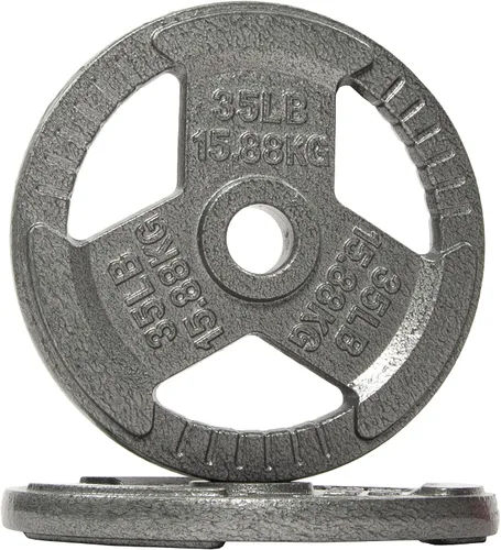 Miniatura 4 de Signature Fitness Olympic - Placa de pesas de hierro fundido de 2 pulgadas para entrenamiento de fuerza y levantamiento de pesas, varios tamaños
