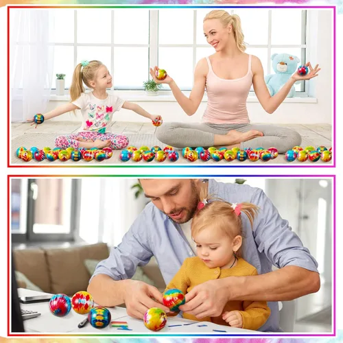 Miniatura 7 de Wettarn 120 bolas de estrés para fiesta, teñido anudado, a granel, hippie, colorido, bola de alivio de la ansiedad, juguete para el ejercicio