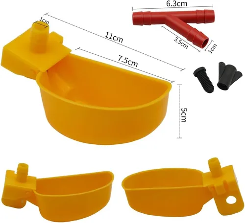 Miniatura 2 de 12 tazas de agua de codorniz para palomas, bebedero automático para pájaros para jaula, cría de aves de corral (amarillo)