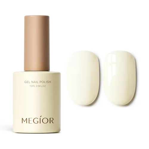 Miniatura 124 de MEGIOR Esmalte de uñas de gel blanco de 0.5 fl oz, color blanco antiguo, secado con luz UV, esmalte de gel francés, arte de uñas, salón de manicura