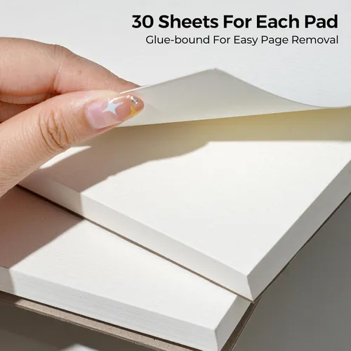 Miniatura 3 de Funto Bloc de papel de acuarela, 9 x 12, 140 libras/10.58 oz/m², 30 hojas cada una, prensado en frío, papel de arte pesado sin ácidos para pintar