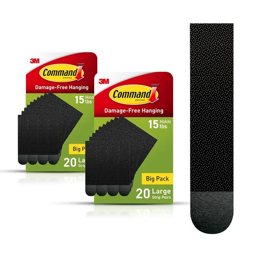 Miniatura 10 de Command 20 pares de tiras grandes de 15 libras para colgar cuadros (40 tiras), ganchos sin daños para marcos de fotos, no requiere herramientas