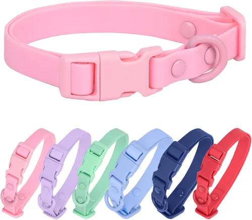 Miniatura 8 de Collar de perro impermeable de goma suave con hebilla de seguridad, collares ajustables para mascotas para perros pequeños, medianos y grandes L azul