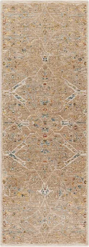 Miniatura 9 de Hauteloom Kunzite - Alfombra de área para sala de estar, dormitorio, borde de medallón floral geométrico envejecido, tradicional oriental de Marrón