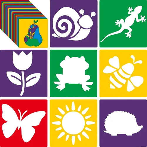 Miniatura 8 de Epakh 24 Piezas Plantillas para Niños, Plantillas de Dibujo de 8 Pulgadas, Plantilla de Tiza, Grande, Lavable, Geométrica y Temática de Jardín